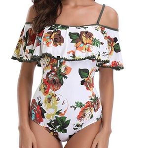 Brand New - One Piece Swim Suit with Ruffle - XL
